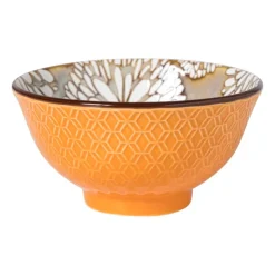 Xenos Schaaltje Alise klein - oranje/groen - ø9x4.6 cm- Tapasservies|Schalen