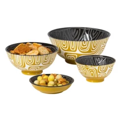 Xenos Schaaltje Amy groot - geel/blauw - ø15.5x7 cm- Tapasservies|Schalen