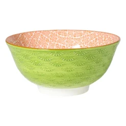 Xenos Schaaltje Anke groot - groen/oranje - ø15.5x7 cm- Tapasservies|Schalen