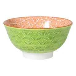 Xenos Schaaltje Anke klein - groen/oranje - ø9x4.6 cm- Tapasservies|Schalen