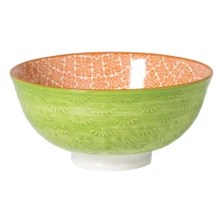 Xenos Schaaltje Anke middel - groen/oranje - ø12x5.8 cm- Tapasservies|Schalen