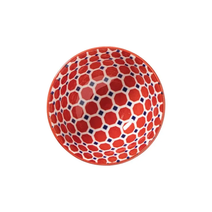 Xenos Schaaltje Anne klein - rood/blauw - ø9.2x4.8 cm- Tapasservies|Schalen