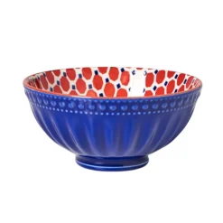Xenos Schaaltje Anne middel - rood/blauw - ø12.3x5.8 cm- Tapasservies|Schalen