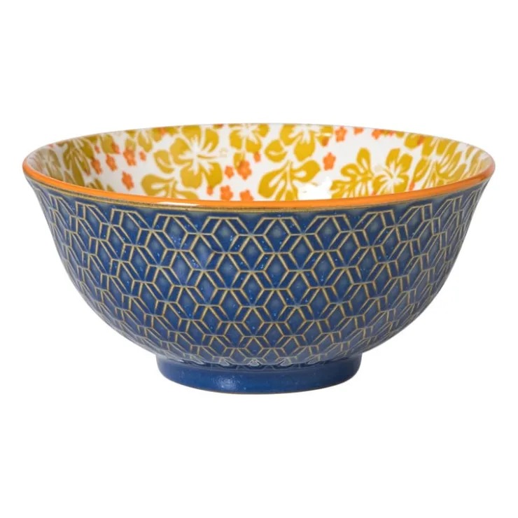 Xenos Schaaltje Anouk groot - blauw/geel - ø15.5x7 cm- Tapasservies|Schalen