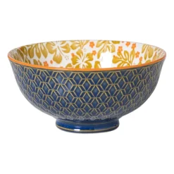 Xenos Schaaltje Anouk middel - blauw/geel - ø12x5.8 cm- Tapasservies|Schalen