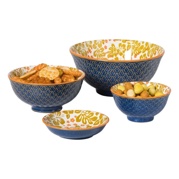 Xenos Schaaltje Anouk middel - blauw/geel - ø12x5.8 cm- Tapasservies|Schalen