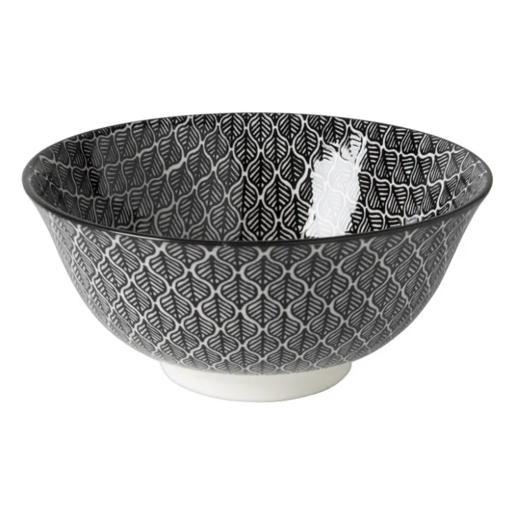 Xenos Schaaltje black print blaadjes - ø16x6.5 cm- Schalen