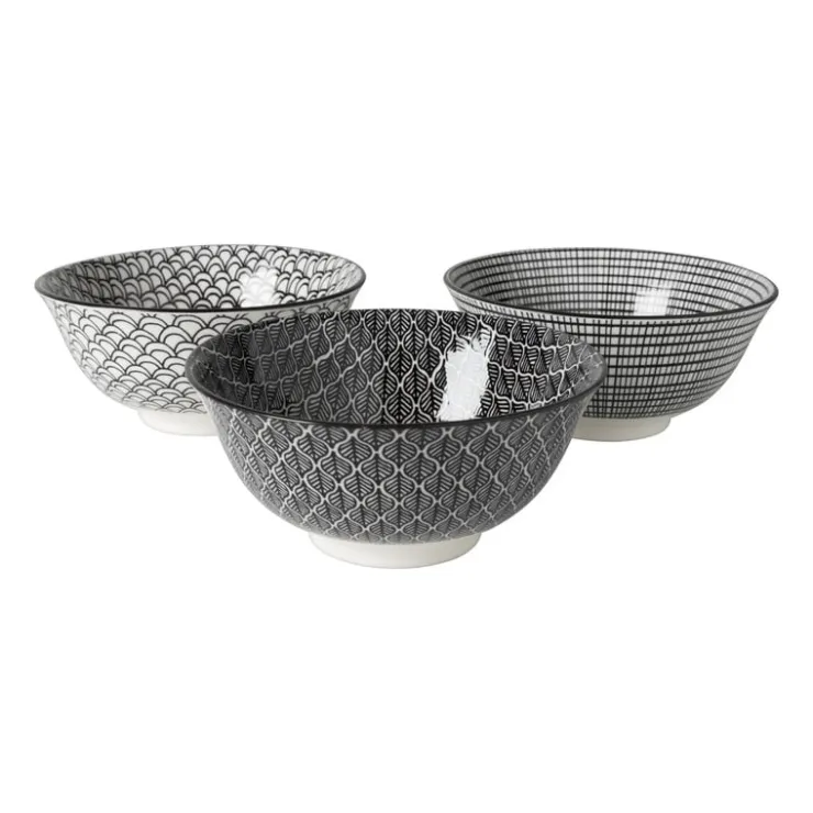 Xenos Schaaltje black print blaadjes - ø16x6.5 cm- Schalen