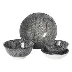 Xenos Schaaltje black print blaadjes - ø16x6.5 cm- Schalen