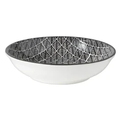 Xenos Schaaltje black print blaadjes - ø14x2.5 cm- Schalen
