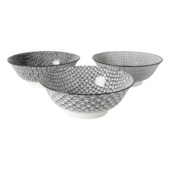 Xenos Schaaltje black print blaadjes - ø21x7 cm- Schalen
