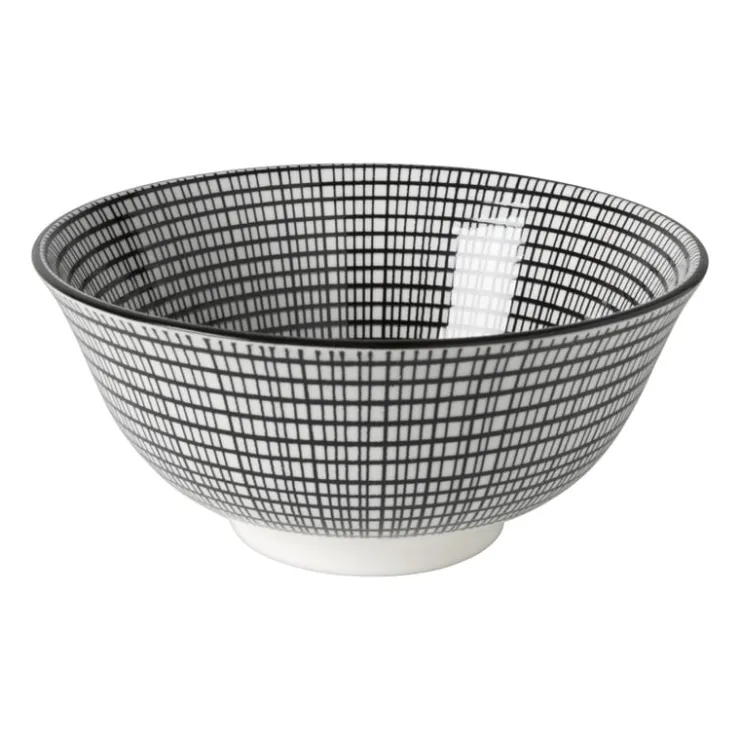 Xenos Schaaltje black print streep - ø16x6.5 cm- Schalen