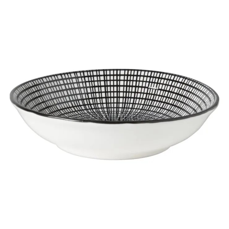 Xenos Schaaltje black print streep - ø14x2.5 cm- Schalen