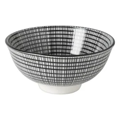Xenos Schaaltje black print streep - ø12x6cm- Schalen