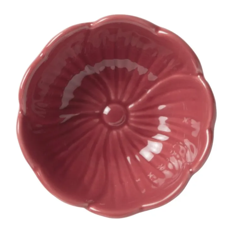 Xenos Schaaltje bloem - rood -ø8.3x4 cm- Sieraden Opbergen