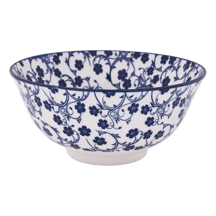 Xenos Schaaltje blue print - flowers - ⌀15 cm- Schalen|Kommen