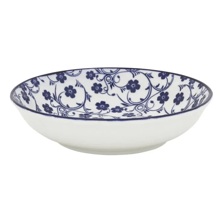 Xenos Schaaltje blue print - flowers - ⌀14 cm- Tapasservies|Schalen