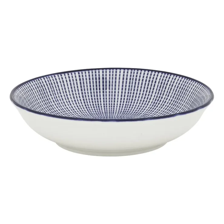 Xenos Schaaltje blue print - stripes - ⌀14 cm- Tapasservies|Schalen