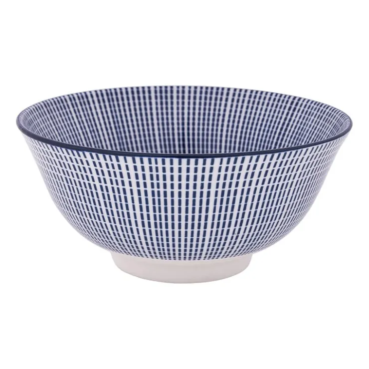 Xenos Schaaltje blue print - stripes - ⌀15 cm- Schalen|Kommen
