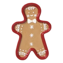 Xenos Schaaltje gingerbread mannetje - bruin/rood - 1.5x13.3x9.3 cm- Schalen
