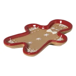 Xenos Schaaltje gingerbread mannetje - bruin/rood - 1.5x13.3x9.3 cm- Schalen