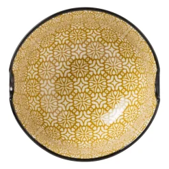 Xenos Schaaltje met eetstokjes - geel/zwart - ø14.7x9 cm- Sushi Servies|Schalen