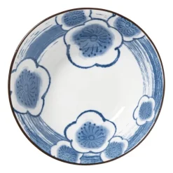 Xenos Schaaltje Mico bloemen groot - blauw/wit - ø10.8x3.7 cm- Sushi Servies|Schalen