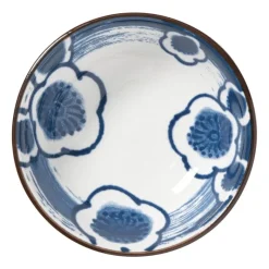 Xenos Schaaltje Mico bloemen klein - blauw/wit - ø8x3 cm- Sushi Servies|Schalen