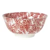 Xenos Schaaltje Mirna blaadjes groot - rood/wit - ø15.5x7 cm- Schalen