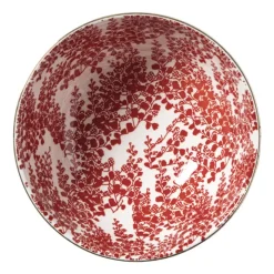 Xenos Schaaltje Mirna blaadjes klein - rood/wit - ø12x5.8 cm- Schalen