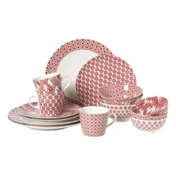 Xenos Schaaltje Mirna blaadjes klein - rood/wit - ø12x5.8 cm- Schalen