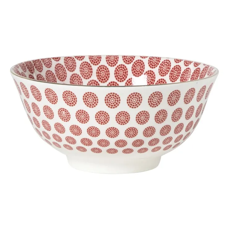 Xenos Schaaltje Mirna bloem groot - rood/wit - ø15.5x7 cm- Schalen