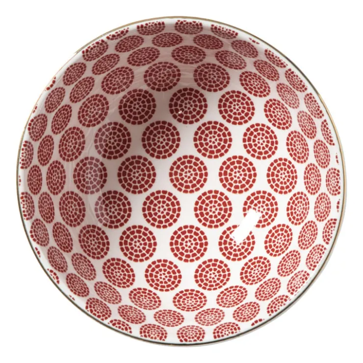 Xenos Schaaltje Mirna bloem klein - rood/wit - ø12x5.8 cm- Schalen