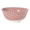 Xenos Schaaltje Mirna ruit groot - rood/wit - ø15.5x7 cm- Schalen