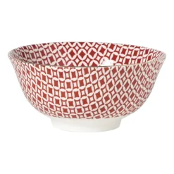 Xenos Schaaltje Mirna ruit groot - rood/wit - Ćø15.5x7 cm- Schalen