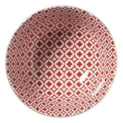 Xenos Schaaltje Mirna ruit groot - rood/wit - ø15.5x7 cm- Schalen