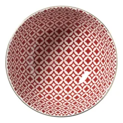 Xenos Schaaltje Mirna ruit klein - rood/wit - ø12x5.8 cm- Schalen
