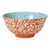 Xenos Schaaltje Moana groot - blauw/oranje - ø15.8x7.3 cm- Tapasservies|Schalen