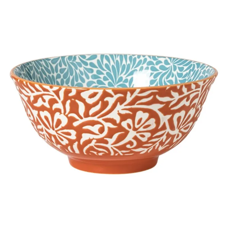Xenos Schaaltje Moana groot - blauw/oranje - ø15.8x7.3 cm- Tapasservies|Schalen
