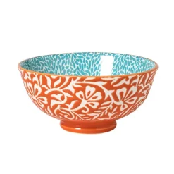 Xenos Schaaltje Moana middel - blauw/oranje - ø12.3x5.8 cm- Tapasservies|Schalen