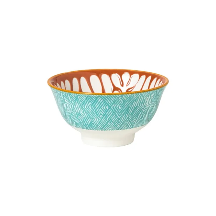 Xenos Schaaltje Nane klein - oranje/blauw - ø9.2x4.8 cm- Tapasservies|Schalen