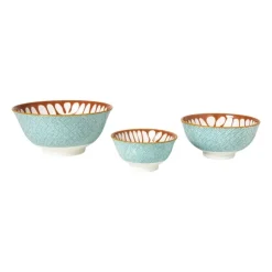 Xenos Schaaltje Nane klein - oranje/blauw - ø9.2x4.8 cm- Tapasservies|Schalen