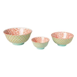 Xenos Schaaltje Nora - groen/roze - ø12.3x5.8 cm- Tapasservies|Schalen