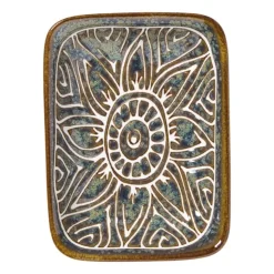 Xenos Schaaltje Nori rechthoekig - blauw/bruin - 2x10x7.5 cm- Tapasservies|Schalen