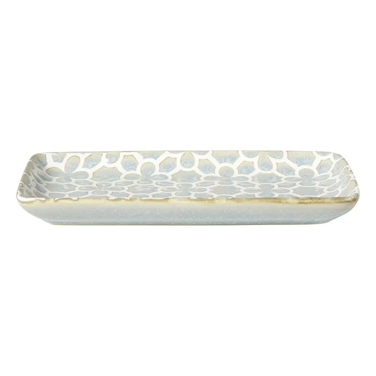 Xenos Schaaltje Nori rechthoekig - lichtblauw/wit - 2x20.5x11 cm- Sushi Servies|Tapasservies