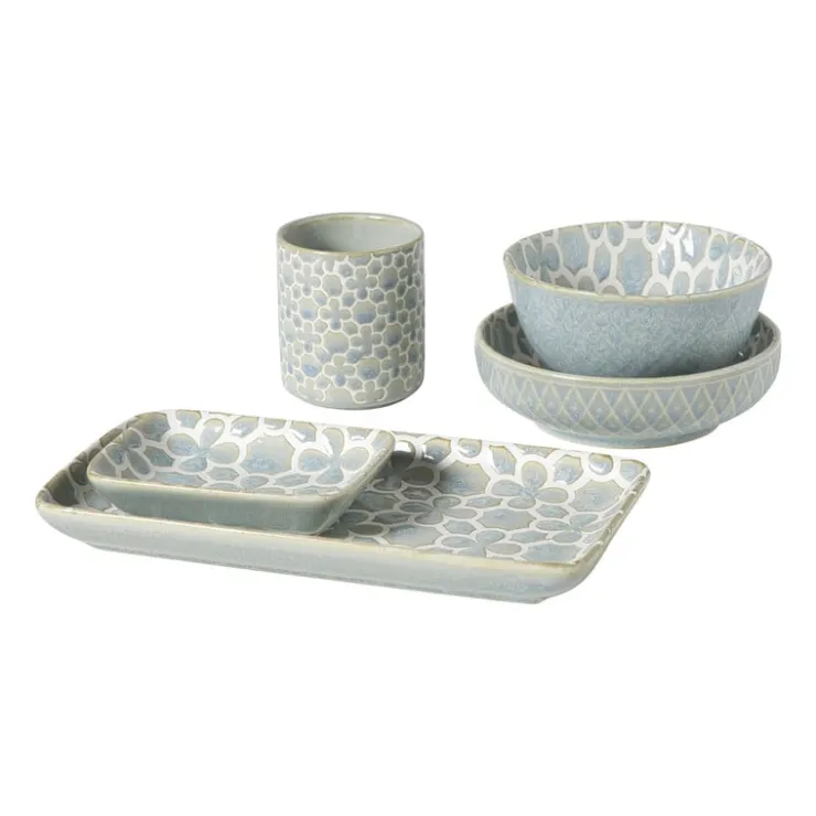 Xenos Schaaltje Nori rechthoekig - lichtblauw/wit - 2x20.5x11 cm- Sushi Servies|Tapasservies