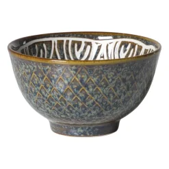 Xenos Schaaltje Nori rond - blauw/bruin - ø10.5x5.8 cm- Sushi Servies|Tapasservies