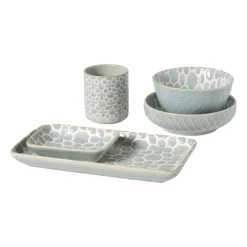 Xenos Schaaltje Nori rond - lichtblauw/wit - ø10.5x5.8 cm- Sushi Servies|Tapasservies