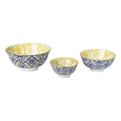 Xenos Schaaltje Nour - blauw/geel - ø9.2x4.8 cm- Tapasservies|Schalen