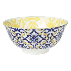 Xenos Schaaltje Nour - blauw/geel - ø15.8x7.3 cm- Tapasservies|Schalen